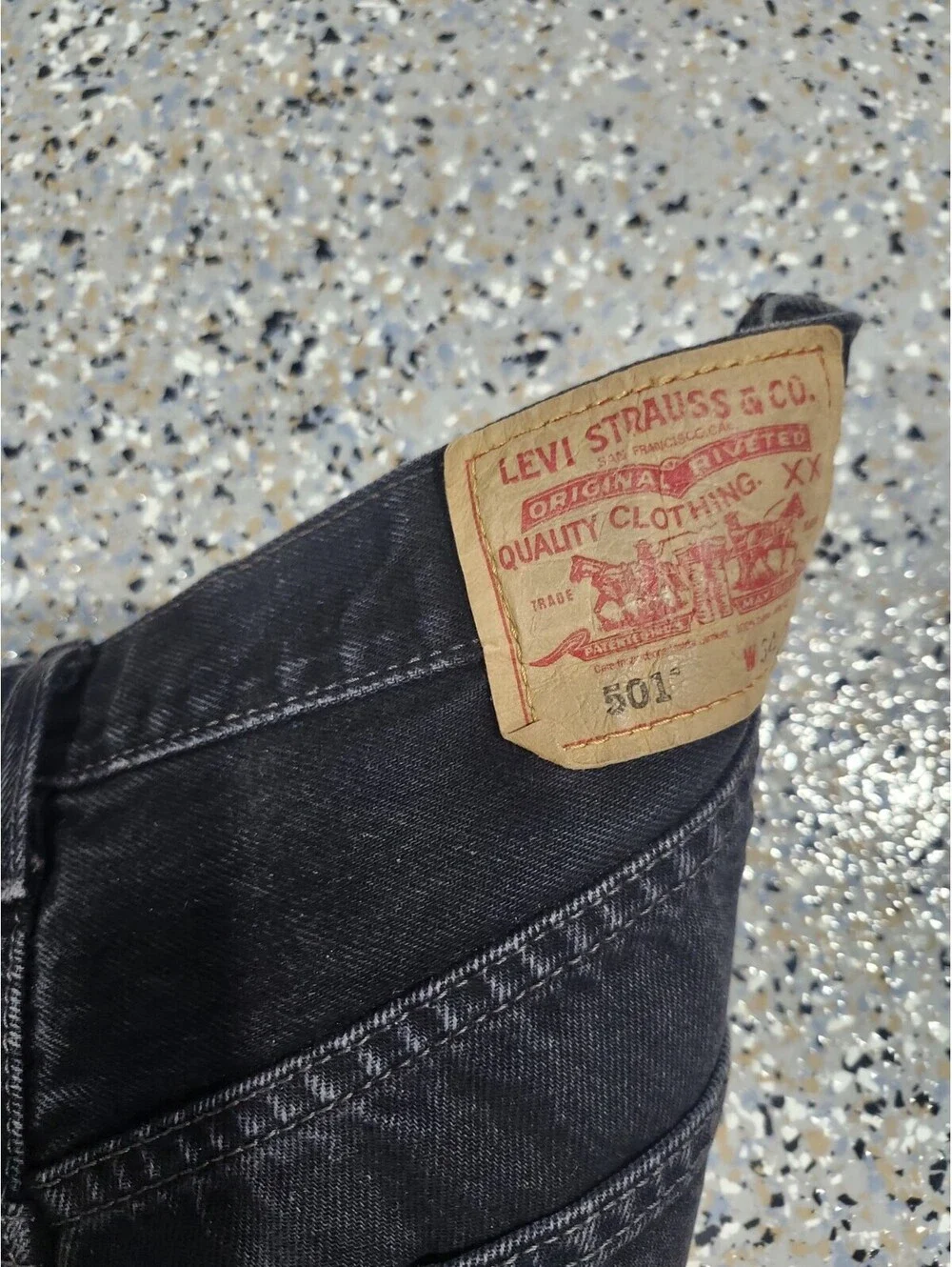 LEVI STRAUSS 501 Levis Red Tab Riveted Button Fly GRAY Jeans Tag Size W34 X L32